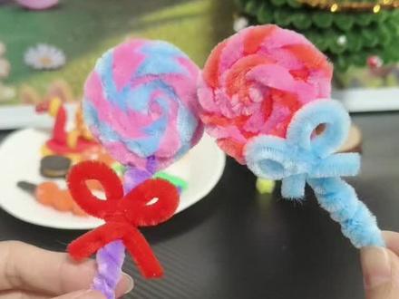 #真实生活分享计划 #热门 #手工diy #扭扭棒 #棒棒糖 扭扭棒免胶 棒棒糖🍭教程