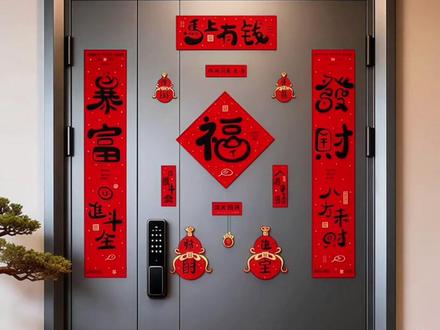 磁吸对联2026新款马年创意卡通福字门贴春节过年家用春联新年装饰#磁吸对联 #马年门贴 #马年对联 #免胶对联 #春联