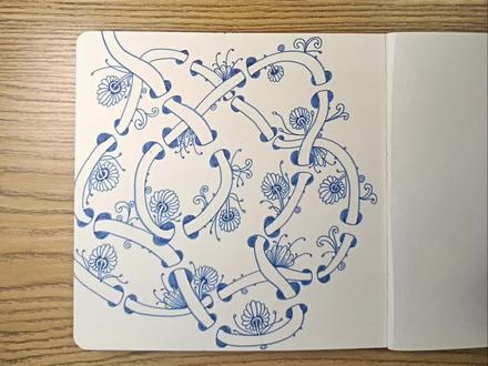 第74幅,今天分享一幅漂亮的小蓝花图案。临摹@页余白 老师的作品#解压禅绕画 #每日一画 #一起学画画 #画画