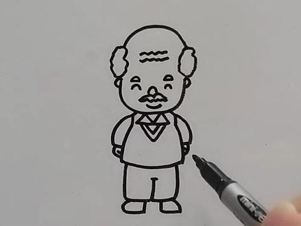 老爷爷简笔画#萌知计划 #兴趣才艺 @抖音青少年 #简笔画