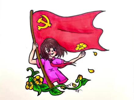 #党在我心 #童心向党 #七一儿童主体画 七一建党节创意儿童简笔画,小小少年爱国爱党@DOU+小助手