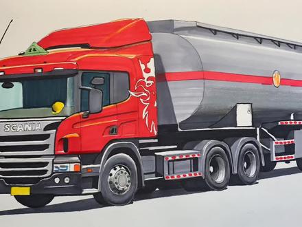 画一辆斯堪尼亚半挂油罐车 #画画 #油罐车 #半挂车