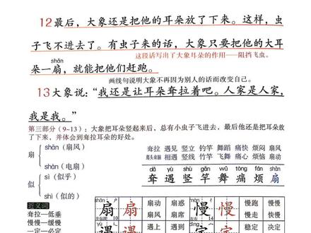 #二年级下册语文 #大象的耳朵#生字组词#小学生课堂笔记