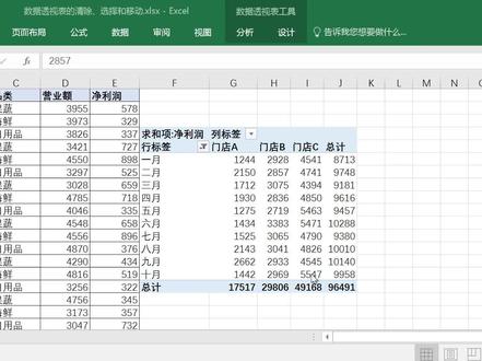 1.5 数据透视表的清除、选择和移动