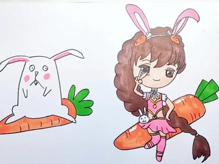 我和爸爸比赛画兔子吃胡萝卜#简笔画 #唐三小舞 #斗罗大陆