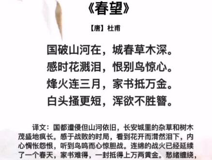感时花溅泪,恨别鸟惊心。#古诗词积累 #每日伴读 #杜甫