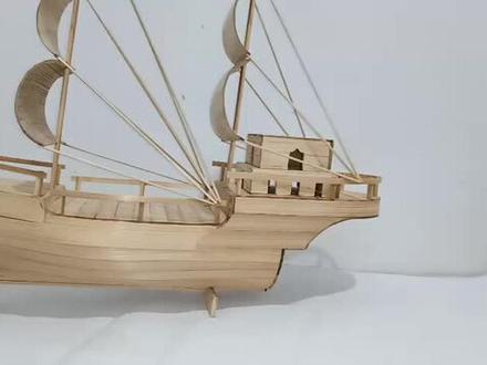 手工如何用竹片做微型古帆船模型船~5