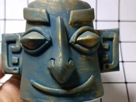 粘土纸杯做一个青铜面具,简单易上手哦#粘土手工#手工DIY#原创手作#青铜面具#三星堆