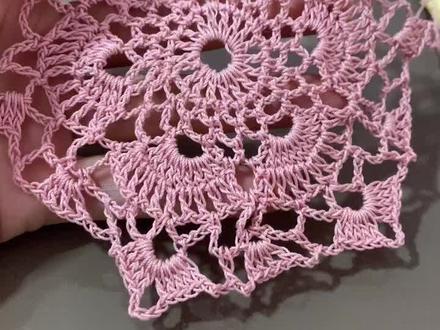 六角花绒花一线连教程第七集#我们一起织毛衣