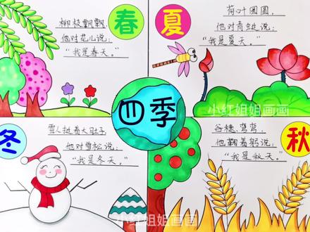 四季变化手抄报教程春夏秋冬手抄报#小学生手抄报 #春夏秋冬手抄报 #四季变化手抄报 #手抄报教程 #手抄报