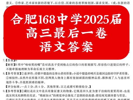 合肥168中学2025届高三最后一卷语文答案