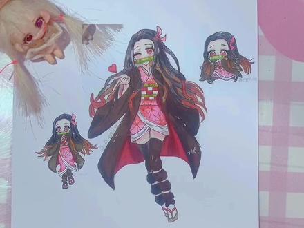 你们要的祢豆子来啦#鬼灭之刃 #祢豆子 #简笔画