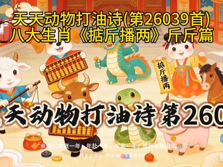 天天动物打油诗第26039首八大生肖斤斤萌,反差萌直接拉满! #中视频伙伴计划 #生肖打油诗 #天天动物打油诗 #掂斤播两斤斤萌 #生肖反差萌