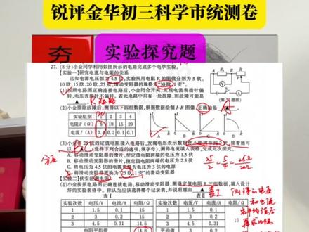 锐评 2026 金华市初三科学统测卷 锐评 2026 金华市初三科学统测卷#杭州同城#同城教育#家长必读#中考科学#浙江科学