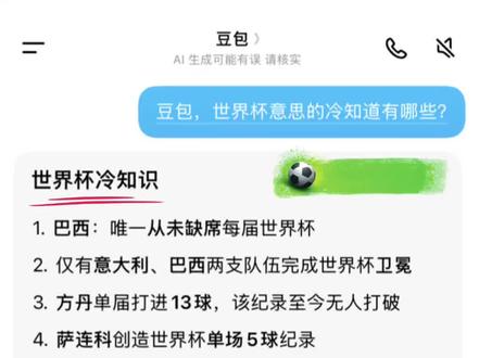 关于这些冷知识!#世界杯热点话题 #人类对豆包的开发不足百分之一