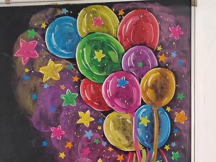 六一儿童节黑板报插图—气球#粉笔画 #黑板画 #黑板报插图 #黑板报素材 #六一儿童节黑板报