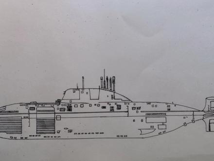 手绘俄罗斯阿库拉级核潜艇