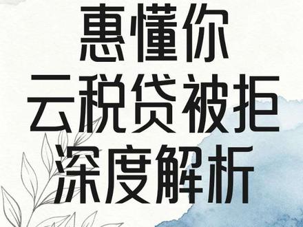建行云税贷申请被拒原因 #中小微企业贷款 #企业贷款 #惠懂你 #银行审批逻辑 #建行