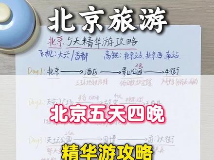 北京五天四晚精华游攻略,手写版超详细!🔥准备去北京的小伙伴快收藏!#旅行攻略 #北京旅游#北京#北京旅游攻略#旅行推荐官