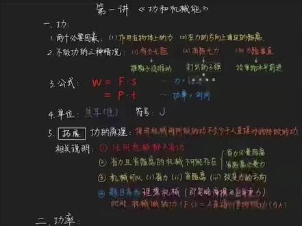 赏心悦目的板书!功和机械能#中考 #网课