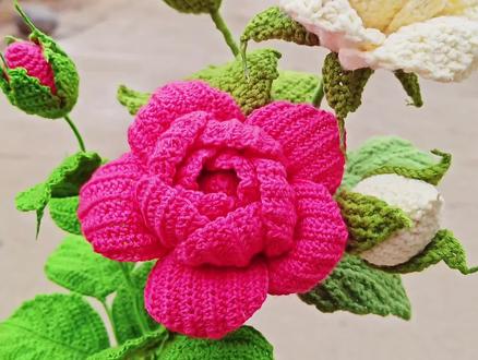 卡罗拉玫瑰第二层花瓣!#手工编织零基础教学 #手工diy #毛线钩织