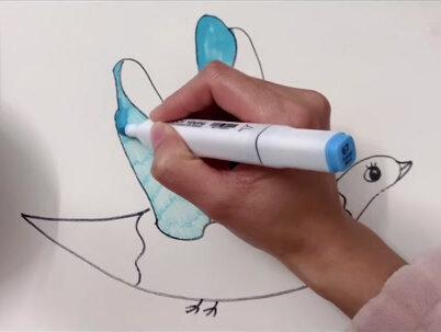 #每日一画 #抖音小助手 #简笔画 #马克笔 #亲子绘画 教你用手指画飞鸟