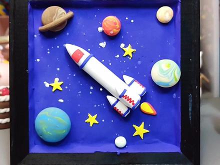 神舟十二号飞船粘土小画。致敬中国航天人,超厉害!#超轻粘土 #神舟十二号