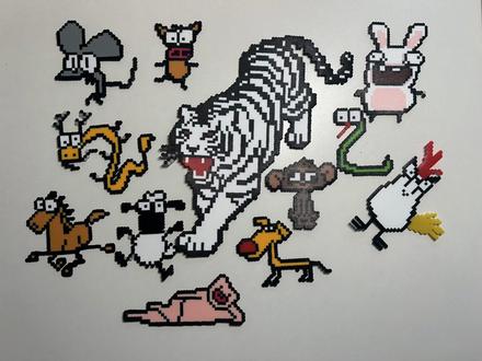 #拼豆 #十二生肖 #虎 终于集齐十二生肖了,我是什么生肖呢,好难猜呀🐯🐯🐯