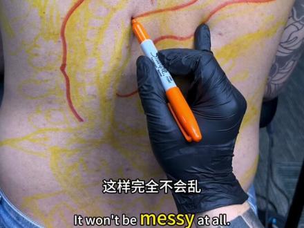 满背🐉与祥云手绘 #tattoo#重庆tattoo#绘画效果#老传统#手绘