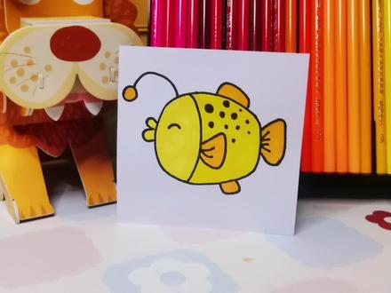 小灯笼安康鱼🐟~#创作灵感 #简笔画 #画画 #亲子 #亲子简笔画