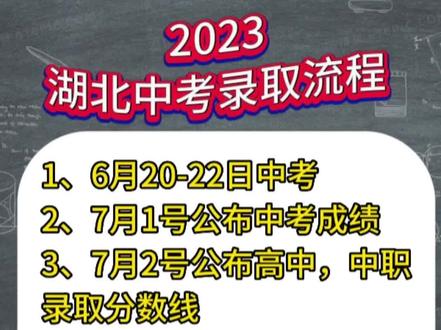 湖北中考2023年录取流程。
1、6月20~22中考
2、7月1号公布成绩
3、7月2号公布高中,中职录取分数线
4、7月3号公布省级示范高考录取分数线
5、七月中旬后,招生学校开始录取学生 #2023年中考 #祝愿所有考生金榜题名 #中考 #考不上高中上什么学校最合适