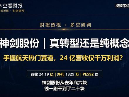 半年股价翻两倍,592 倍 PE 的神剑敢上车吗? #神剑股份 #股票