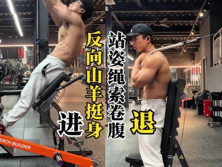 更适合新手朋友们的反向山羊挺身退阶动作——站姿绳索卷腹。 老谭@谭成义 这个动作还是很牛逼的。如果反向山羊挺身,感觉腰椎压力过大、腹腔气吐不干净、核心很难稳定,可以用这个退阶作为过渡。#腹肌训练 #反向山羊挺身