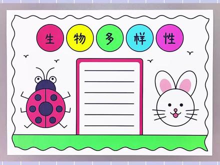 生物多样性手抄报,简单又漂亮!#生物多样性手抄报 #手抄报