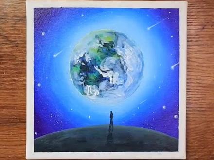 手工绘画教程,美丽地球的简单画法!