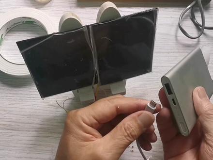太阳能板给手机充电宝充电看我是如何制作的