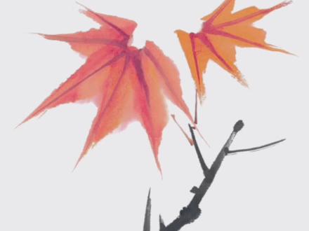 一分钟教你画红枫#零基础学画画 #国画教程 #国画 #李丹教国画