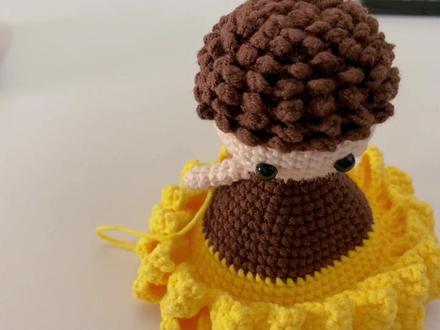 翻转向日葵公主:头发部分讲解 #钩针编织教程 #钩针 #花束钩织