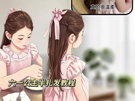 六一就给小可爱扎这款公主发型,搭配裙子绝美#甜美可爱小公主发型 #幼儿扎发教程 #女童发型编发教程 #公主发型发饰 #甜美可爱的儿童编发