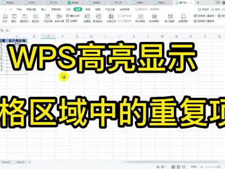 WPS高亮显示表格区域中的重复项#excel技巧 #excel教学 #喜欢就关注我吧 #wps实用办公技巧