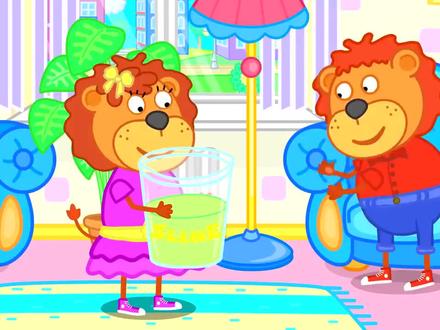 卡通益智动画 小狮子和姐姐玩彩泥