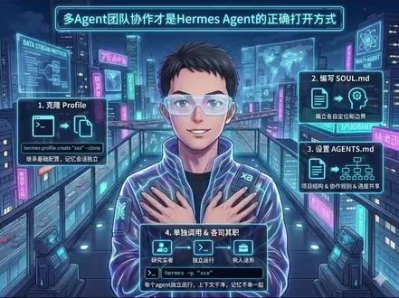 Hermes 还在用单 Agent?上下文混乱、任务排队、记忆串线全是坑!
4 步搭建结构化多 Agent 团队,Planner+Researcher+Builder+Reviewer 分工明确,多任务并行处理,上下文干净不串扰!
详解 SOUL.md+AGENTS.md 核心用法,Hermes 正确打开方式,看完直接上手实操🚀
#Hermes #多Agent #AI智能体 #Agent 实战 #程序员干货