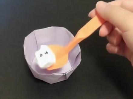 #折纸 @抖音小助手 吃汤圆的小碗碗 幼儿园创意手工必学