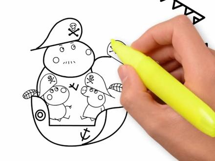 小猪佩奇好朋友的海盗船 简笔画 #简笔画 #儿童简笔画 #简笔画教程