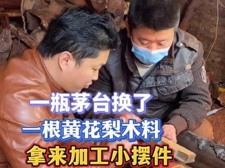 今天拿一根黄花梨木料给师傅加工成小摆件…#雕刻 #真材实料 #木雕工艺品 #手工雕刻 #根雕