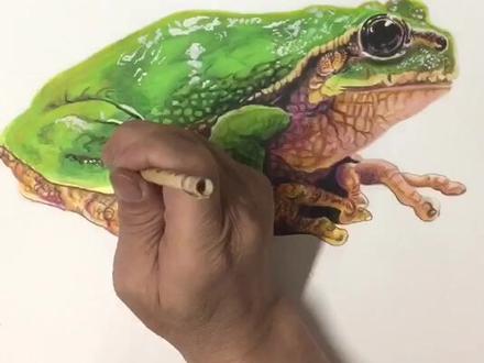 3D立体画,水彩加彩铅的青蜒作品
