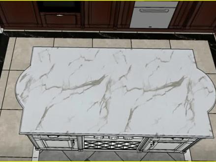 岛台台面弧形部分制作,简单粗暴无废话版。#岩板岛台 #厨房台面 #酷家乐 #效果图