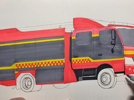 画一辆城市轻型主战消防车 #画画 #消防车 #消防救援