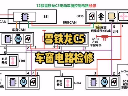 雪铁龙C5电动车窗控制电路检修思路#新能源领航计划 #汽车电子