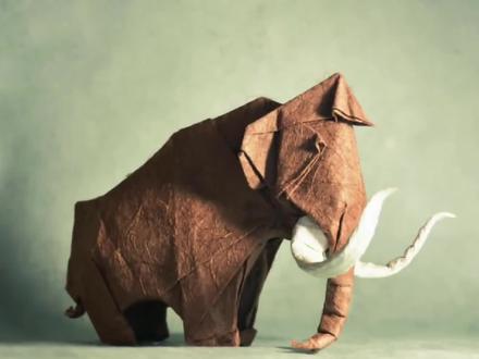 立体折纸之憨憨的猛犸象,时间虽长,其实简单易学